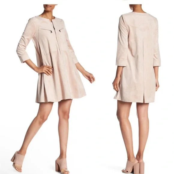 BCBGMaxAzria Blush Midi Dress with 3/4 Sleeves - Picture 2 of 12